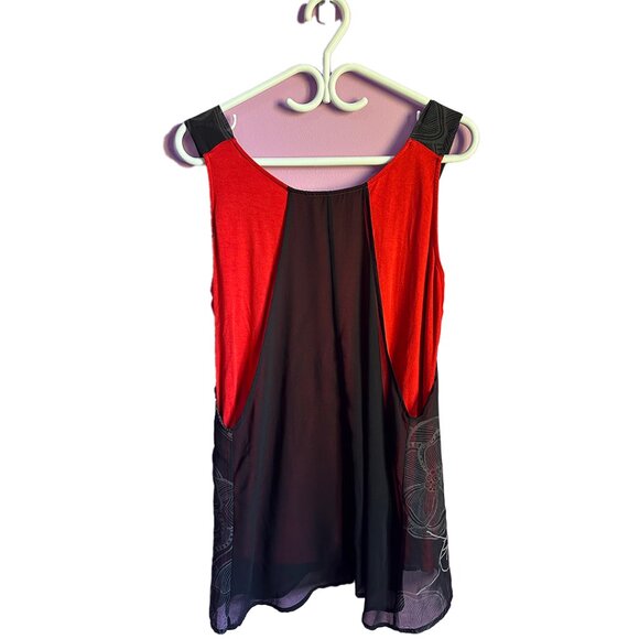 desigual black red flowy graphic print top - Picture 2 of 5